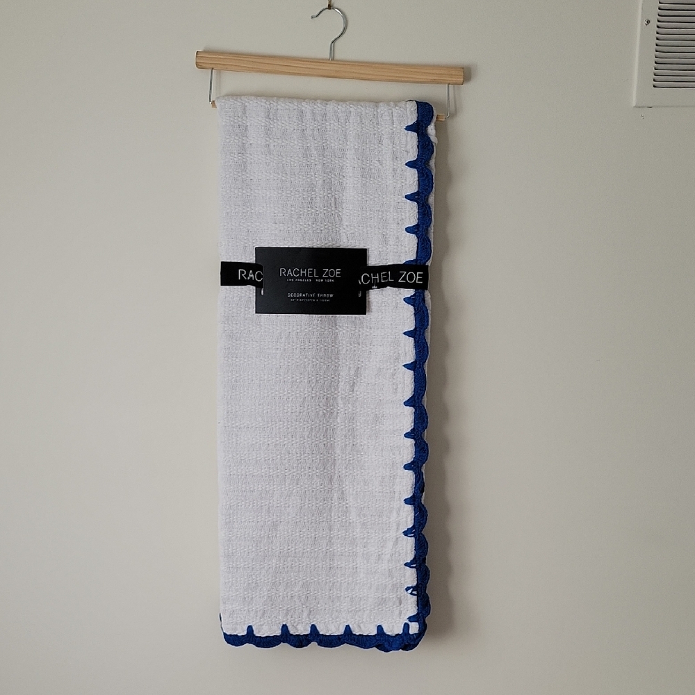 Rachel Zoe Decorative Off-White Cotton Throw- New!